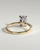 Rosalind - Emerald Claw Solitaire with Petal Gallery, Accent Leaf Detail and Cathedral Setting Engagement Ring - 18k Yellow Gold / 18k White Gold