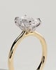 Rosalind - Emerald Claw Solitaire with Petal Gallery, Accent Leaf Detail and Cathedral Setting Engagement Ring - 18k Yellow Gold / 18k White Gold