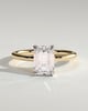 Rosalind - Emerald Claw Solitaire with Petal Gallery, Accent Leaf Detail and Cathedral Setting Engagement Ring - 18k Yellow Gold / 18k White Gold