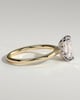Rosalind - Emerald Claw Solitaire with Petal Gallery, Accent Leaf Detail and Cathedral Setting Engagement Ring - 18k Yellow Gold / 18k White Gold