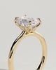 Rosalind - Emerald Claw Solitaire with Petal Gallery, Accent Leaf Detail and Cathedral Setting Engagement Ring - 18k Yellow Gold