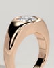 Ruth - Statement Round East West Bezel Solitaire with Signet Band Engagement Ring - 18k Rose Gold