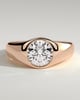 Ruth - Statement Round East West Bezel Solitaire with Signet Band Engagement Ring - 18k Rose Gold
