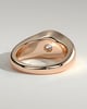 Ruth - Statement Round East West Bezel Solitaire with Signet Band Engagement Ring - 18k Rose Gold