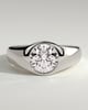 Ruth - Statement Round East West Bezel Solitaire with Signet Band Engagement Ring - 18k White Gold