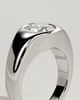Ruth - Statement Round East West Bezel Solitaire with Signet Band Engagement Ring - 18k White Gold