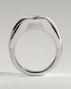 Ruth - Statement Round East West Bezel Solitaire with Signet Band Engagement Ring - 18k White Gold