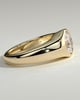 Ruth - Statement Round East West Bezel Solitaire with Signet Band Engagement Ring - 18k Yellow Gold