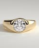 Ruth - Statement Round East West Bezel Solitaire with Signet Band Engagement Ring - 18k Yellow Gold