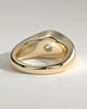 Ruth - Statement Round East West Bezel Solitaire with Signet Band Engagement Ring - 18k Yellow Gold