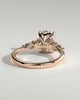 Sadie - Elongated Cushion Claw Solitaire with Pear Accents and Round Shoulder Stones Engagement Ring - 18k Rose Gold High Setting