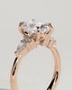 Sadie - Elongated Cushion Claw Solitaire with Pear Accents and Round Shoulder Stones Engagement Ring - 18k Rose Gold High Setting