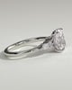Sadie - Elongated Cushion Claw Solitaire with Pear Accents and Round Shoulder Stones Engagement Ring - 18k White Gold High Setting