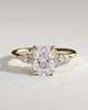Sadie - Elongated Cushion Claw Solitaire with Pear Accents and Round Shoulder Stones Engagement Ring - 18k Yellow Gold High Setting
