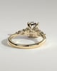 Sadie - Elongated Cushion Claw Solitaire with Pear Accents and Round Shoulder Stones Engagement Ring - 18k Yellow Gold High Setting