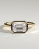 Sandra - Emerald East West Bezel Solitaire with Open Cathedral High Setting Engagement Ring - 18k Yellow Gold