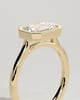 Sandra - Emerald East West Bezel Solitaire with Open Cathedral High Setting Engagement Ring - 18k Yellow Gold
