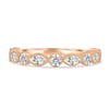Sarah - Bezel Set Round and Marquise Accent Stones Wedding Ring - 18k Rose Gold