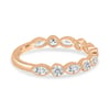 Sarah - Bezel Set Round and Marquise Accent Stones Wedding Ring - 18k Rose Gold