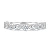 Sarah - Bezel Set Round and Marquise Accent Stones Wedding Ring - 18k White Gold