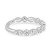 Sarah - Bezel Set Round and Marquise Accent Stones Wedding Ring - 18k White Gold
