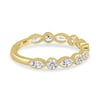 Sarah - Bezel Set Round and Marquise Accent Stones Wedding Ring - 18k Yellow Gold