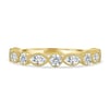 Sarah - Bezel Set Round and Marquise Accent Stones Wedding Ring - 18k Yellow Gold