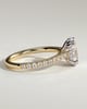 Sasha - Oval Solitaire with Double Tipped Claws and Pav Band - 18k Yellow Gold / 18k White Gold