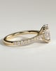 Sasha - Oval Solitaire with Double Tipped Claws and Pav Band - 18k Yellow Gold