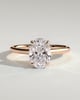 Scarlett - Oval Claw Solitaire with Hidden Halo and Cathedral High Setting Engagement Ring - 18k Rose Gold
