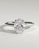 Scarlett - Oval Claw Solitaire with Hidden Halo and Cathedral High Setting Engagement Ring - 18k White Gold