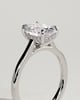 Scarlett - Oval Claw Solitaire with Hidden Halo and Cathedral High Setting Engagement Ring - 18k White Gold