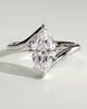 Marquise 4 Claw Solitaire with Bypass Band Engagement Ring - 18k White Gold
