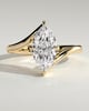 Marquise 4 Claw Solitaire with Bypass Band Engagement Ring - 18k Yellow Gold