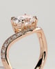 Shelly - Oval Claw Solitaire with Bead Set Pave Wave Band and East West Setting Engagement Ring - 18k Rose Gold
