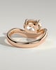 Shelly - Oval Claw Solitaire with Bead Set Pave Wave Band and East West Setting Engagement Ring - 18k Rose Gold