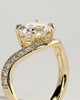 Shelly - Oval Claw Solitaire with Bead Set Pave Wave Band and East West Setting Engagement Ring - 18k Yellow Gold