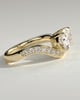 Shelly - Oval Claw Solitaire with Bead Set Pave Wave Band and East West Setting Engagement Ring - 18k Yellow Gold