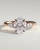 Sheridan  Oval Trilogy with Round and Pear Stones - 18k Rose Gold Low Setting