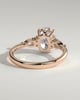 Sheridan - Oval 4 Claw Solitaire with Pear Accents and Round Shoulder Stones Engagement Ring - 18k Rose Gold Low Setting