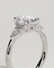 Sheridan - Oval 4 Claw Solitaire with Pear Accents and Round Shoulder Stones Engagement Ring - 18k White Gold Low Setting