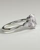 Sheridan - Oval 4 Claw Solitaire with Pear Accents and Round Shoulder Stones Engagement Ring - 18k White Gold Low Setting