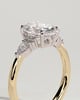 Sheridan - Oval 4 Claw Solitaire with Pear Accents and Round Shoulder Stones Engagement Ring - 18k Yellow Gold / 18k White Gold Low Setting