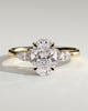 Sheridan - Oval 4 Claw Solitaire with Pear Accents and Round Shoulder Stones Engagement Ring - 18k Yellow Gold Low Setting