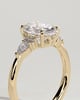 Sheridan - Oval 4 Claw Solitaire with Pear Accents and Round Shoulder Stones Engagement Ring - 18k Yellow Gold Low Setting
