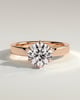 Shiloh - Round Claw Solitaire with Flat Cigar Band and Hidden Halo Engagement Ring - 18k Rose Gold High Setting