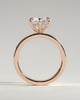 Shiloh - Round Claw Solitaire with Flat Cigar Band and Hidden Halo Engagement Ring - 18k Rose Gold High Setting