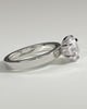 Shiloh - Round Claw Solitaire with Flat Cigar Band and Hidden Halo Engagement Ring - 18k White Gold High Setting