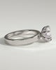Shiloh - Round Claw Solitaire with Flat Cigar Band and Hidden Halo Engagement Ring - 18k White Gold High Setting