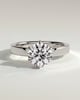 Shiloh - Round Claw Solitaire with Flat Cigar Band and Hidden Halo Engagement Ring - 18k White Gold High Setting